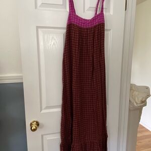 Pink and Brown CheckeredAnthropologie  Maxi Dress